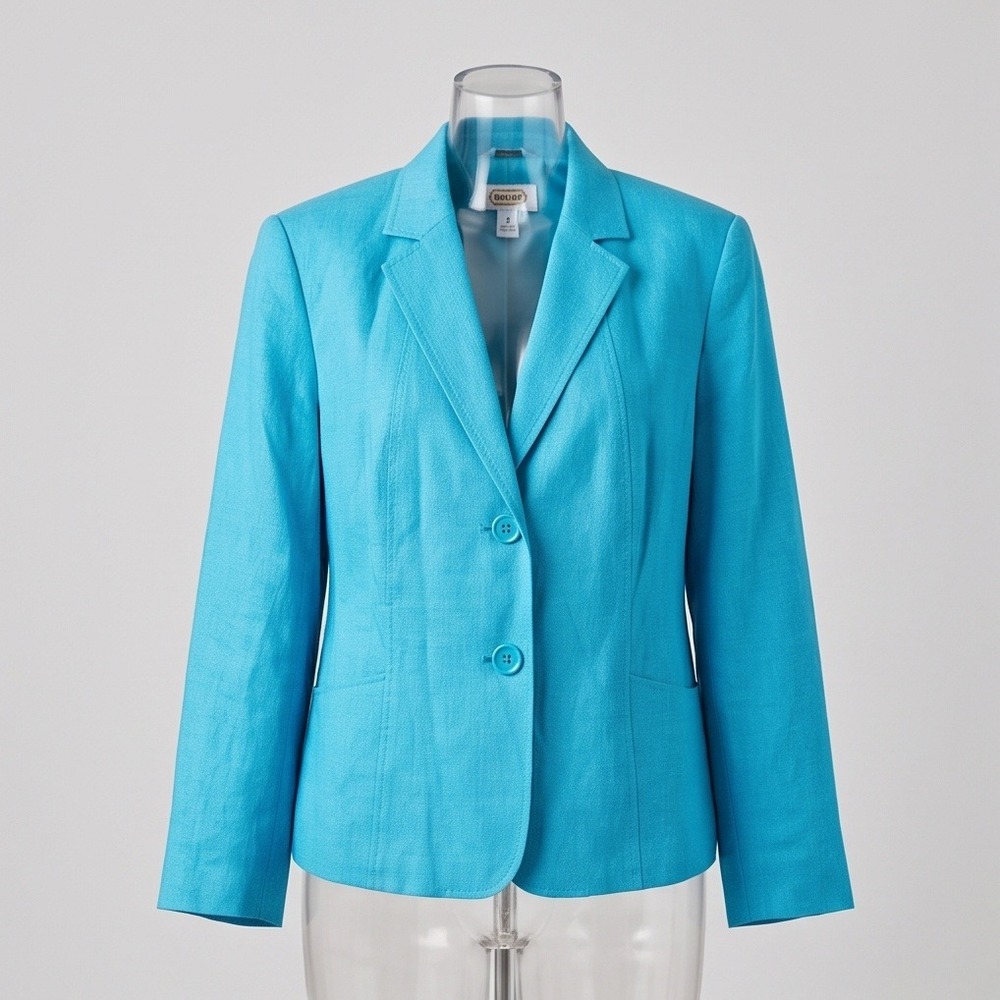 Talbots Woman Petites 16WP Irish Linen Blazer Blue 16W Vintage Y2K